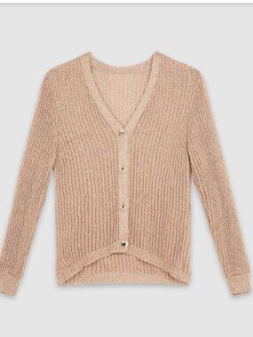 Oltre Cardigan Rose Gold Lurex Knit Sweater Size Medium
